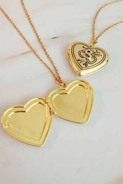 Nostalgic Heart Initial Open Locket Necklace - Jewelry