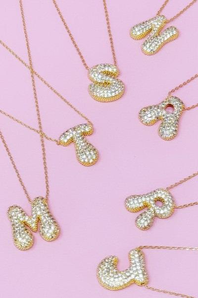 Crystal Bubble Initial Necklace