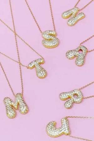 Crystal Bubble Initial Necklace - Jewelry