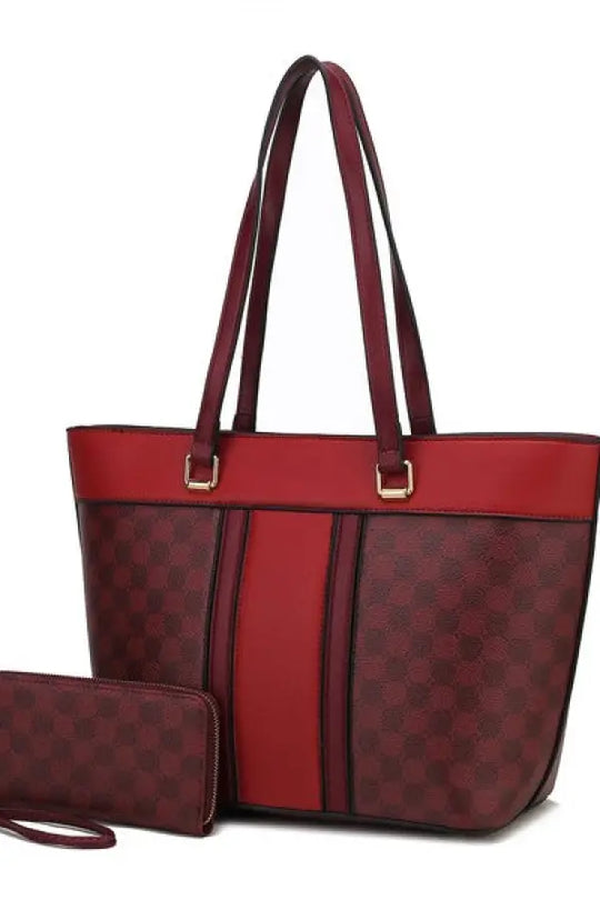 MKF Fabiola Women’s Tote Bag Wallet by Mia K - Burgundy-Burgundy / One Size