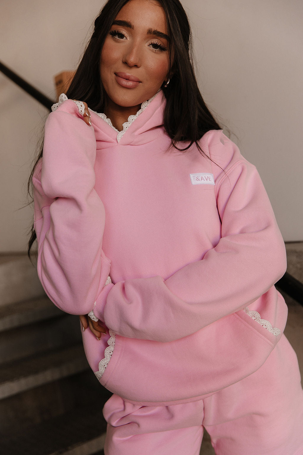 Comfort Zone Hoodie - Bubblegum Lace - MELISSA JEAN