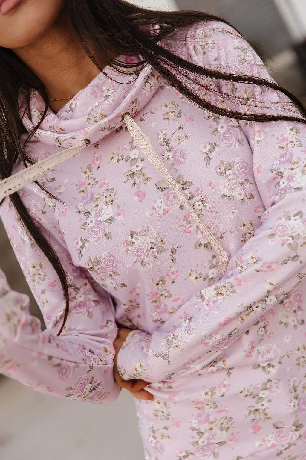 CowlNeck Sweatshirt - Lavender Rose - Tops