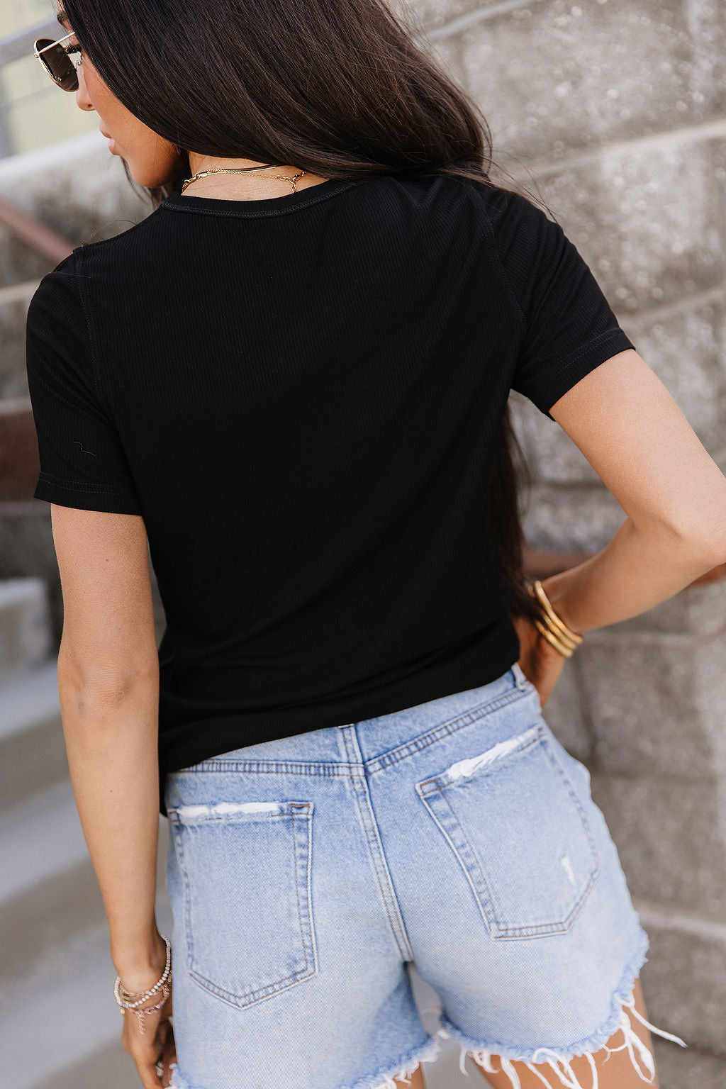 Ribbed Lulu Tee - Noir