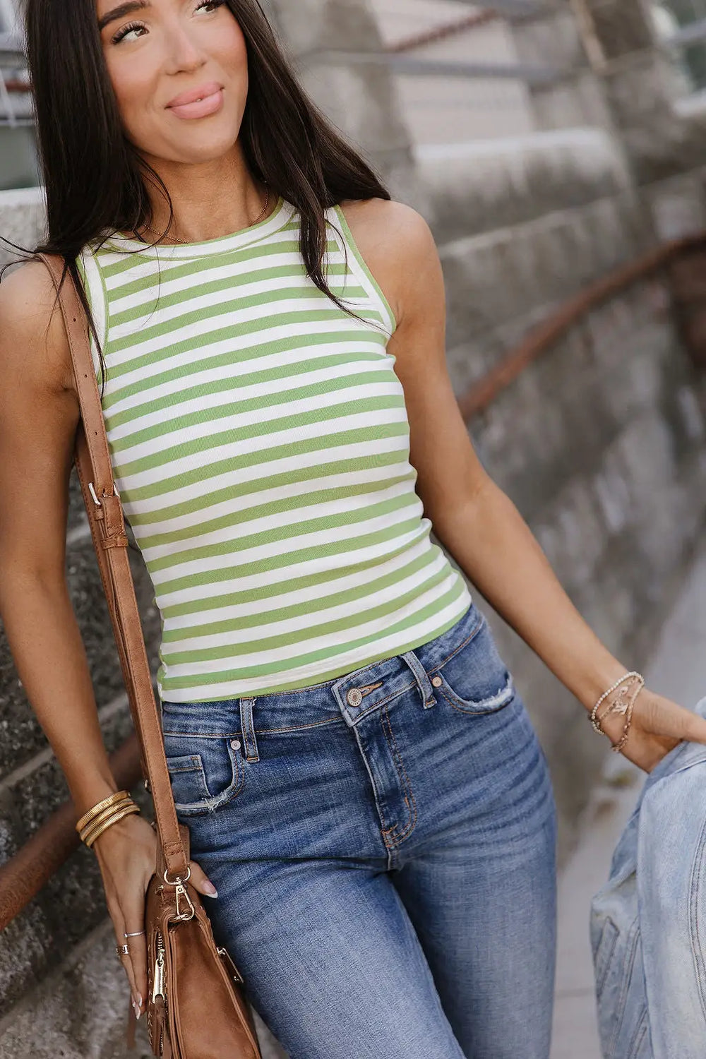 Stripe Tank - Lime - Tops