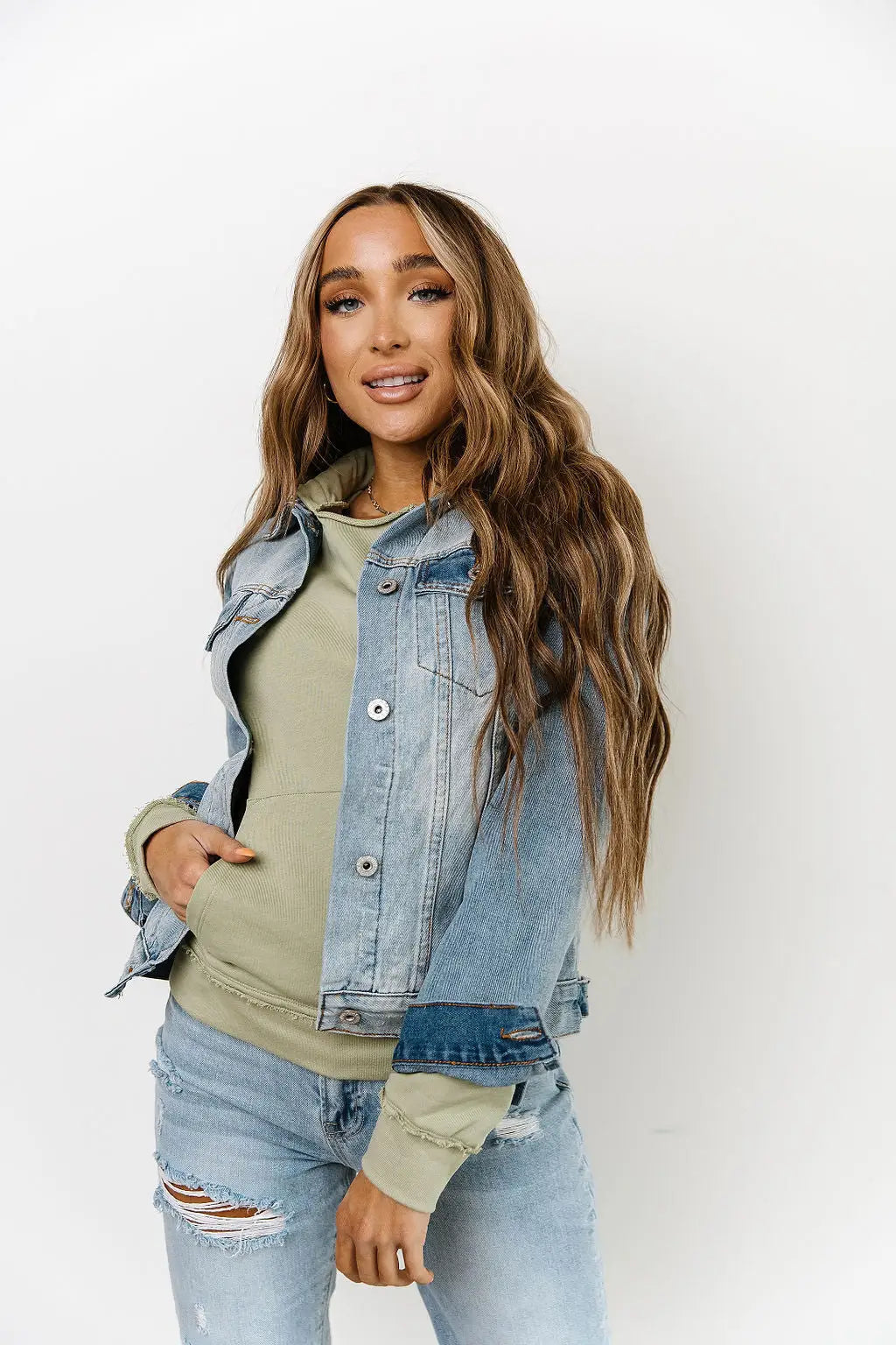 Light Wash Denim Jacket - Tops
