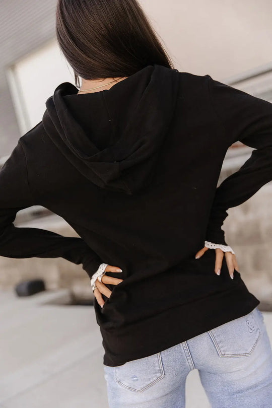 Henley Hoodie - Midnight Lace - Tops