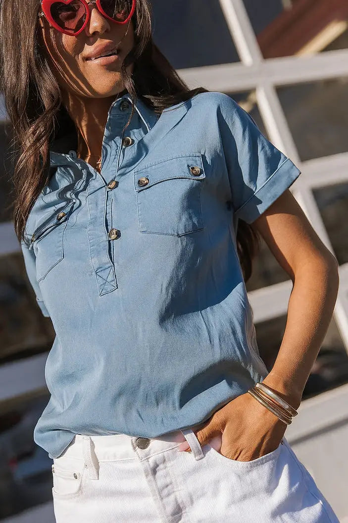 Chambray Popover - Tops