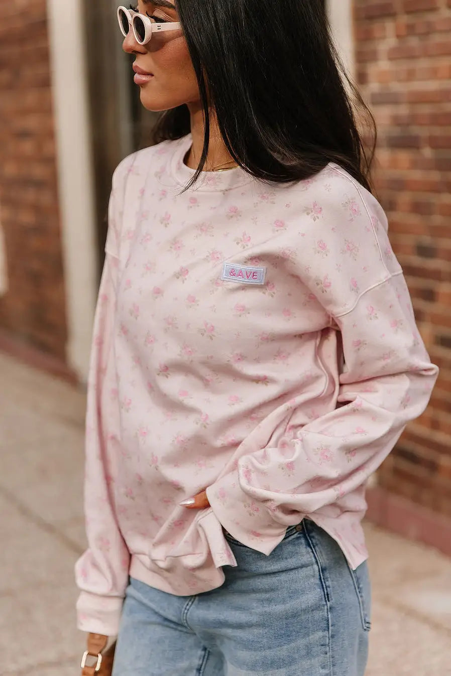 University SideSlit Pullover - Tea Rose - Tops