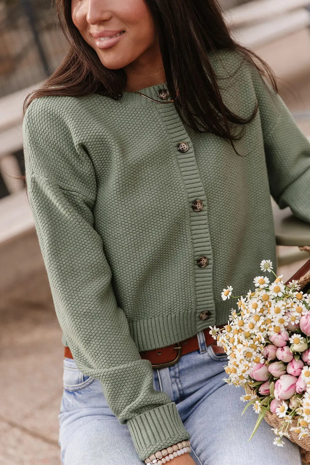 Cloud Knit Cardigan - Fern - Tops