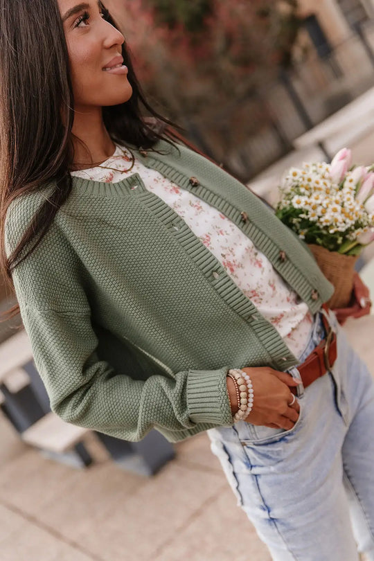Cloud Knit Cardigan - Fern - Tops