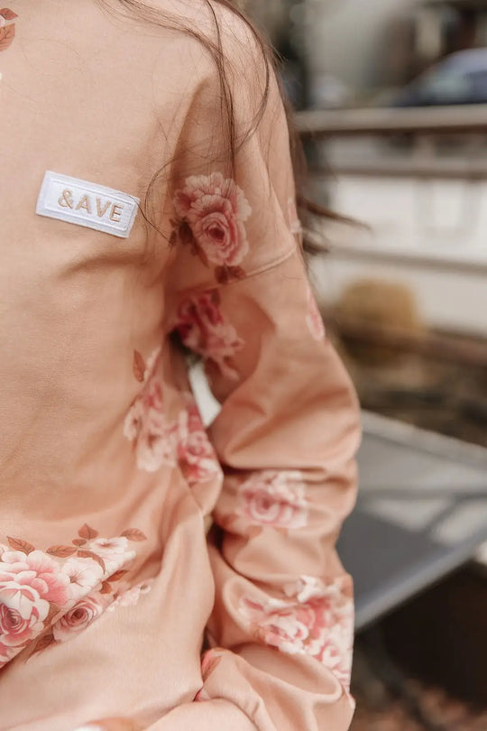 University SideSlit Pullover - Peachy Petals - Tops