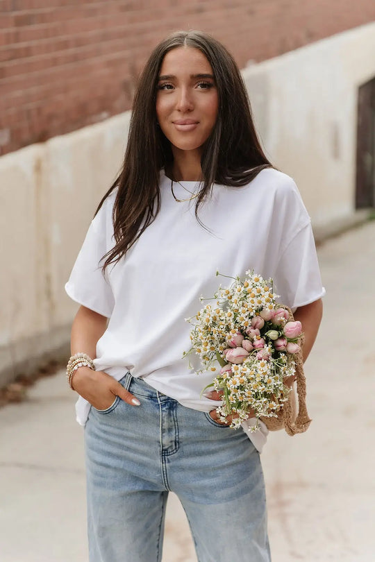 Boyfriend Tee - White - Tops