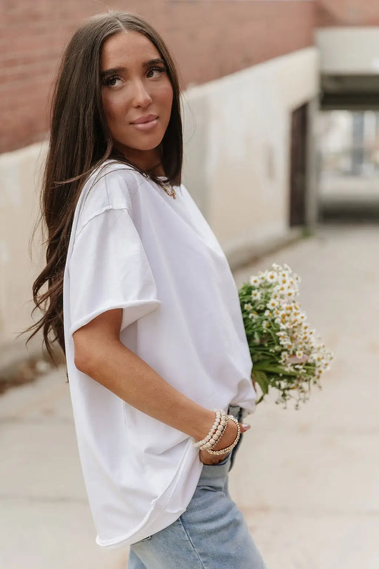 Boyfriend Tee - White - Tops