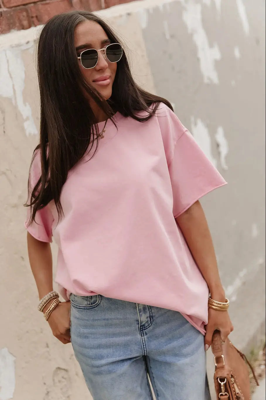 Boyfriend Tee - Pink - Tops