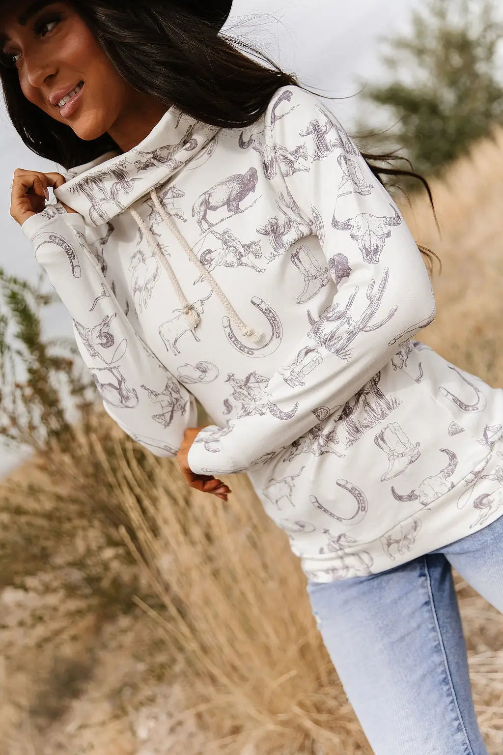 CowlNeck Sweatshirt - Home On The Range - Tops