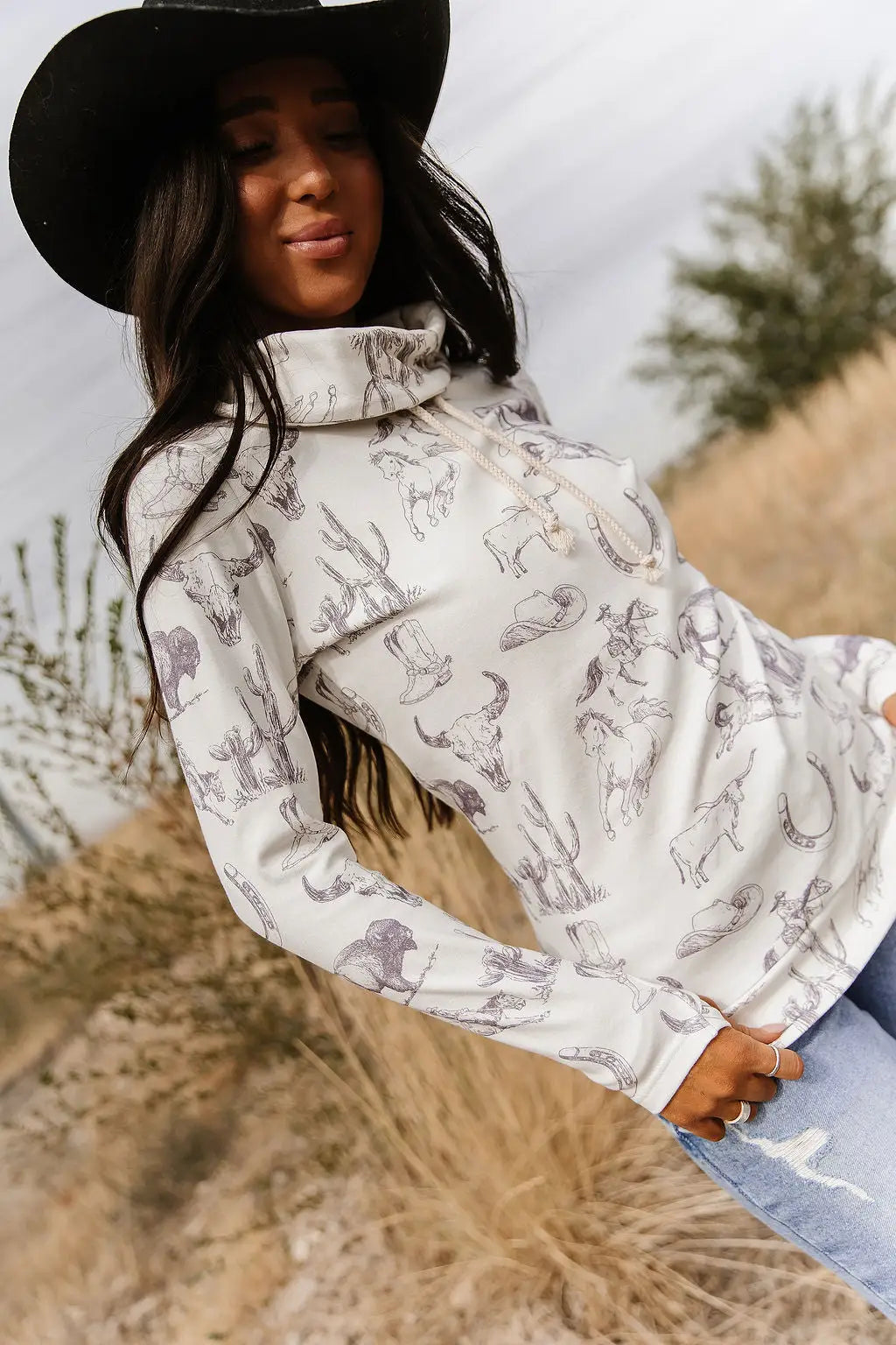 CowlNeck Sweatshirt - Home On The Range - Tops