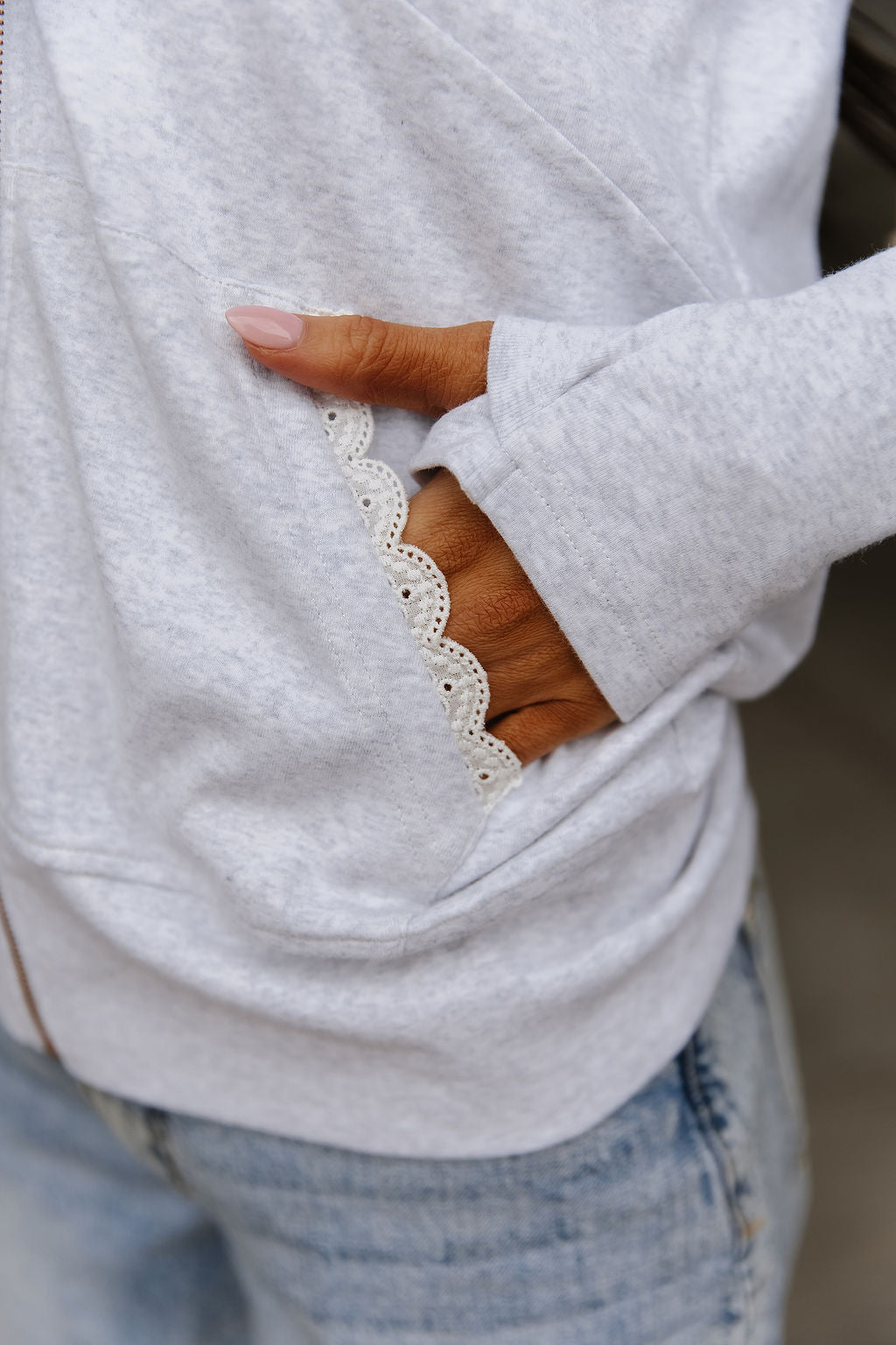 FullZip Sweatshirt - Morning Mist - MELISSA JEAN
