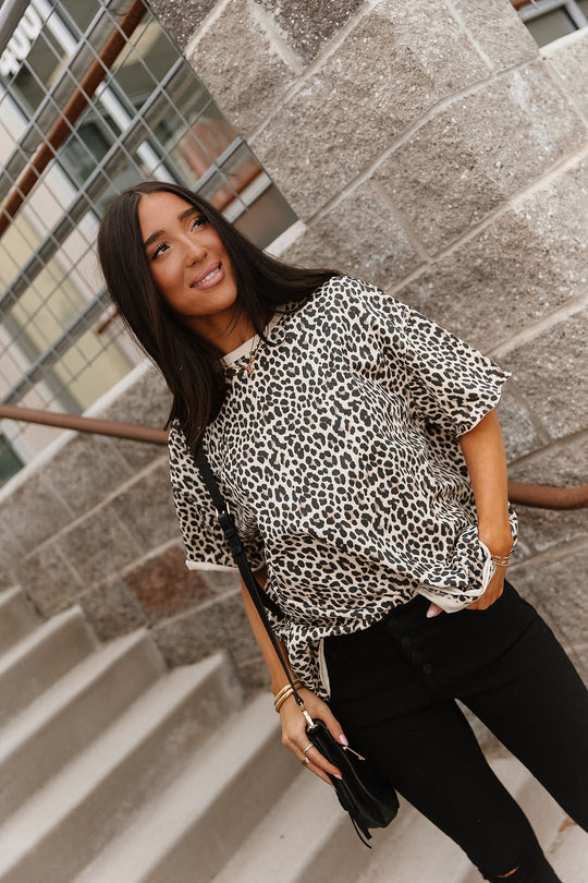 Boyfriend Tee - Layover Leopard