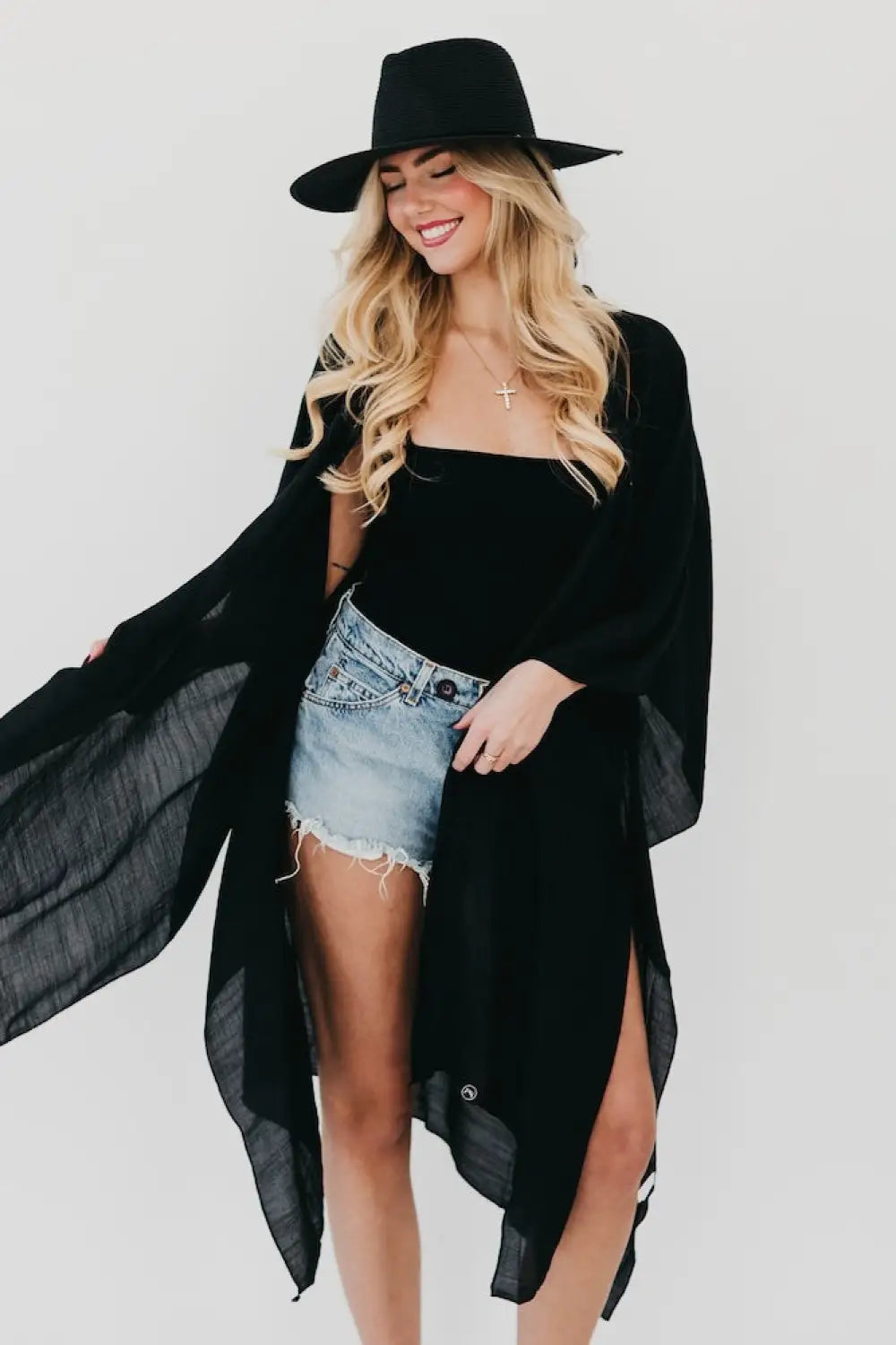 Trip To Ibiza Kimono - Black - Kimono