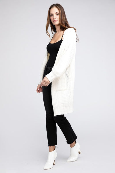 Knitted Open Front Cardigan With Pockets *10 Colors