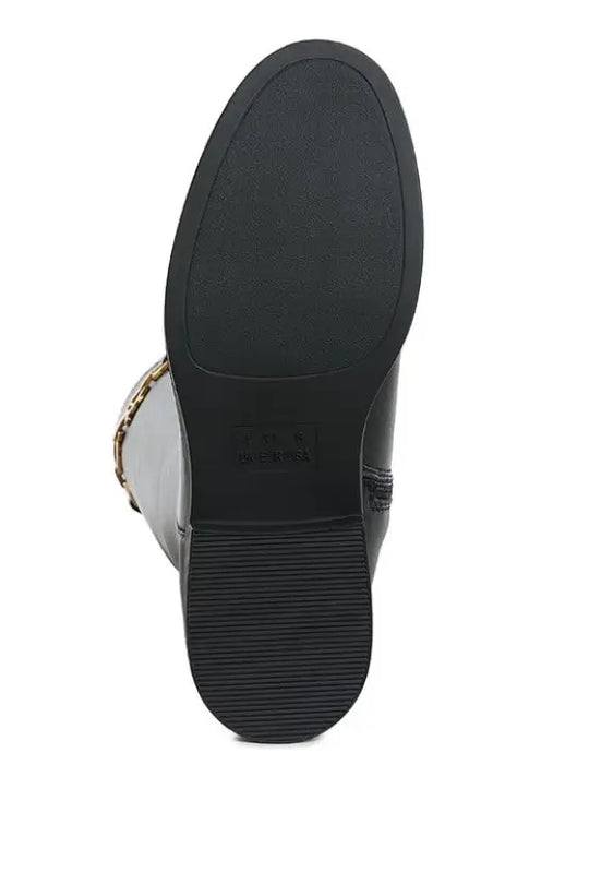 Kiang Metal Chain Link Detail Calf Boots