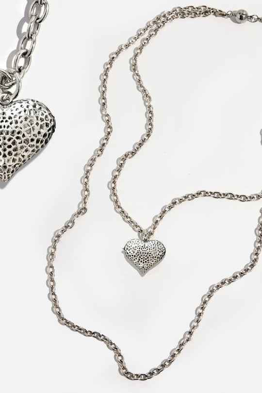 Follow Your Heart Heart Locket Essential Necklace - Silver - essential