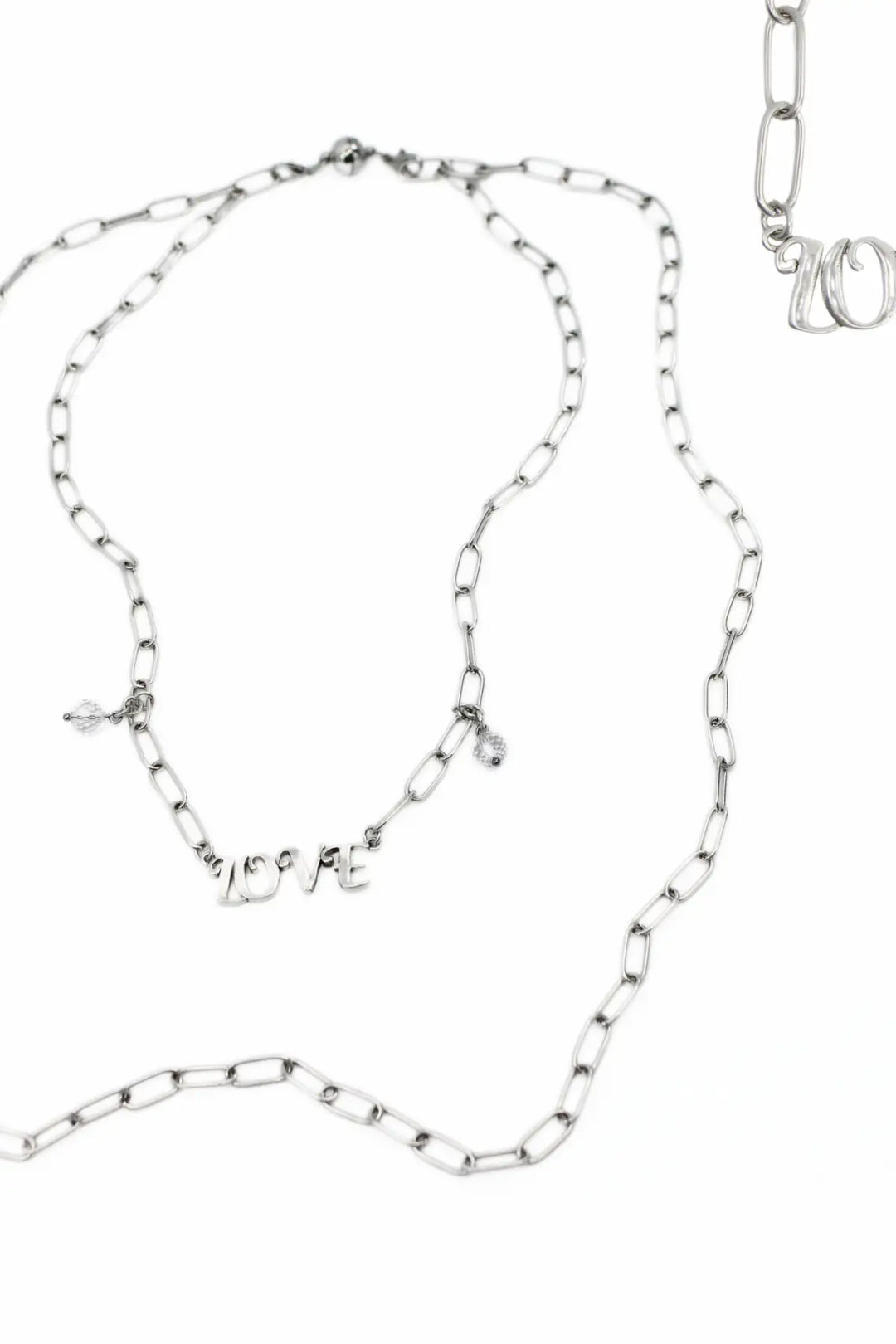 Love Long Chain Necklace - Silver - Long chain