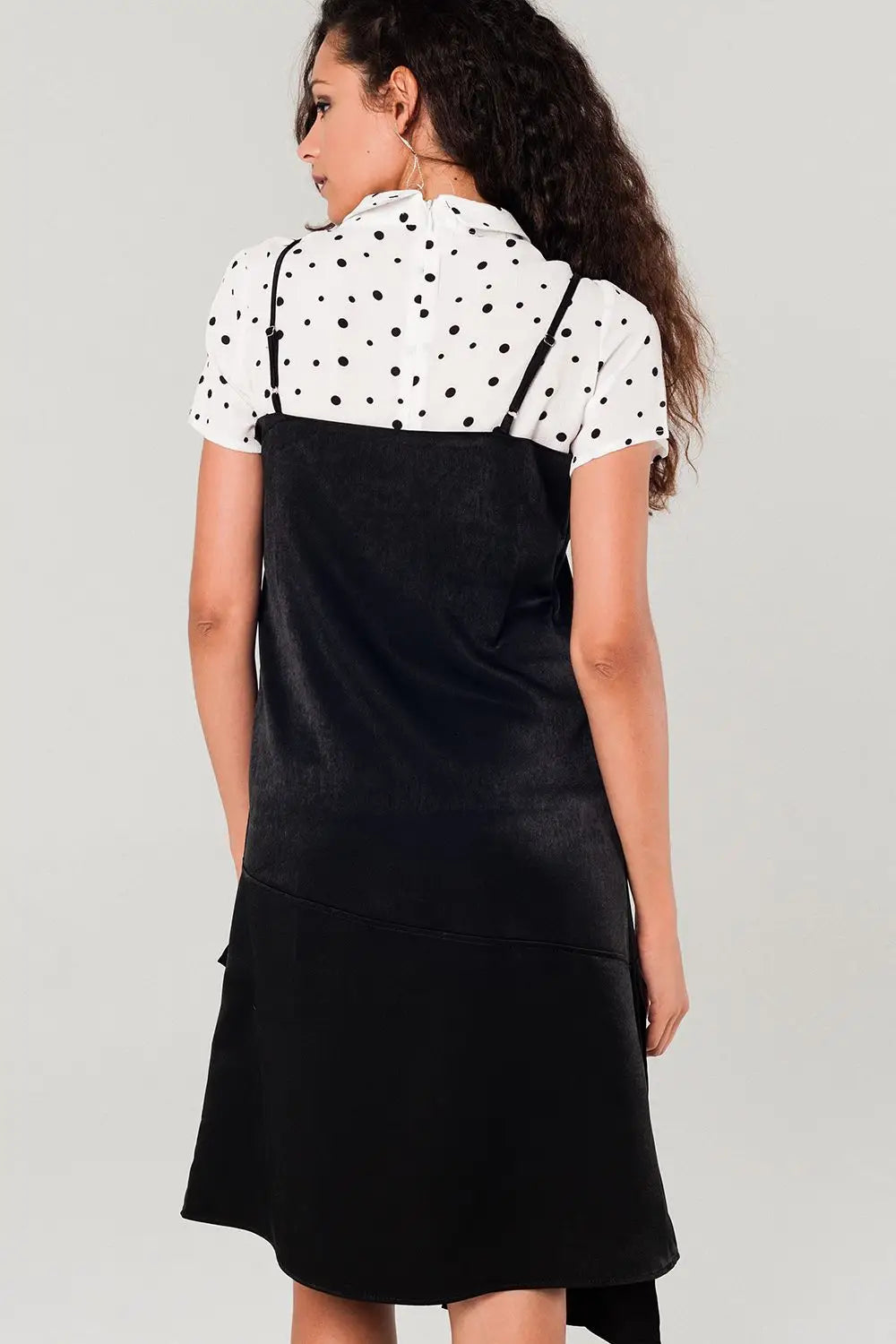 Asymmetric hem slip dress in black - BLACK / ONE - Dresses