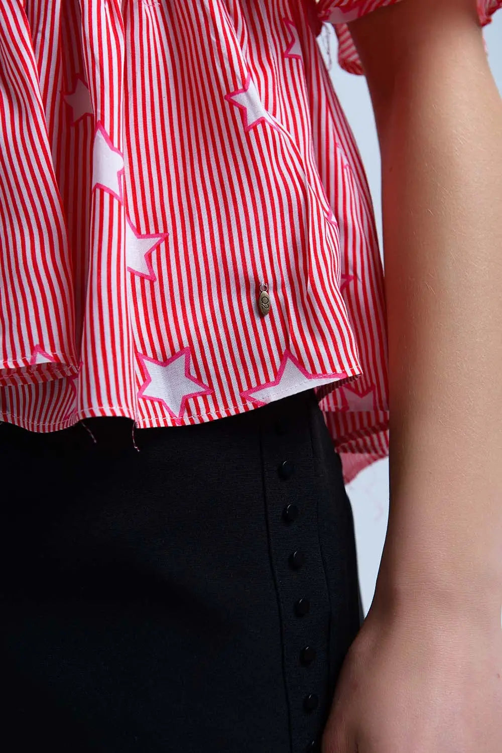 Red top with stars and ruffle - Tops