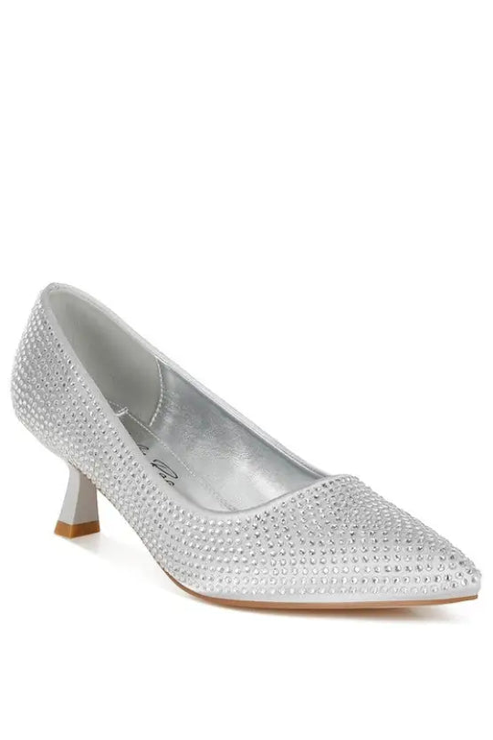 Dinah Rhinestones Embellished Kitten Heel Pumps