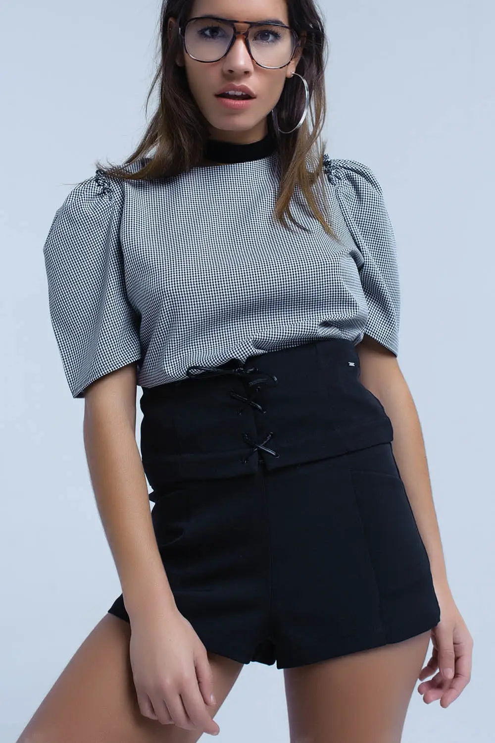 Black short with tie detail - Pants