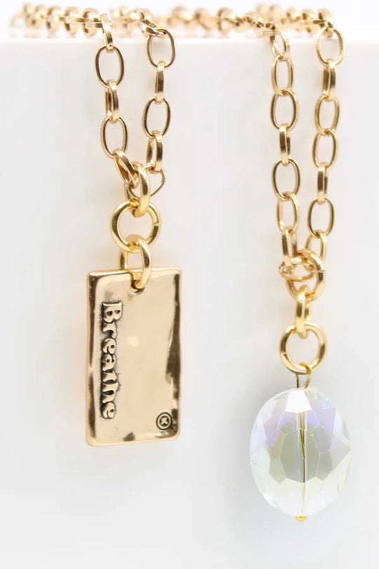 Breathe Original Lite Necklace - Antique Gold / Clear Crystal - original lite