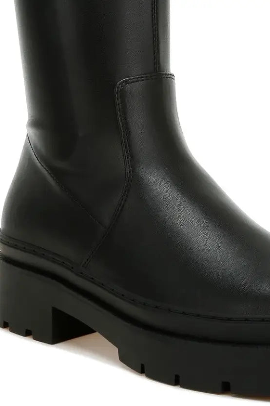 Chunky Faux Leather Calf Boots *More Colors - Shoes