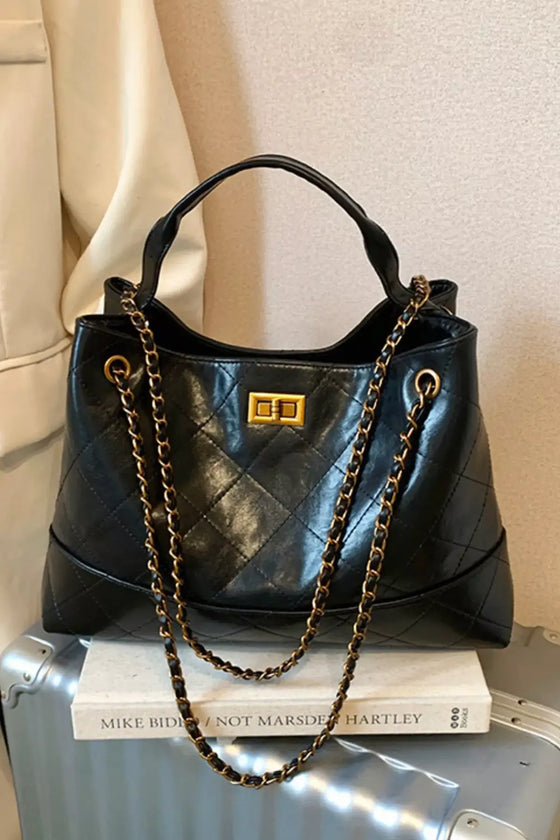 Quilted Leather Chain Strap Crossbody Bag