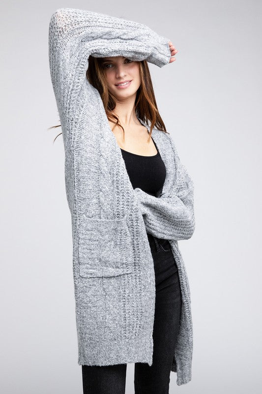 Knitted Open Front Cardigan With Pockets *10 Colors