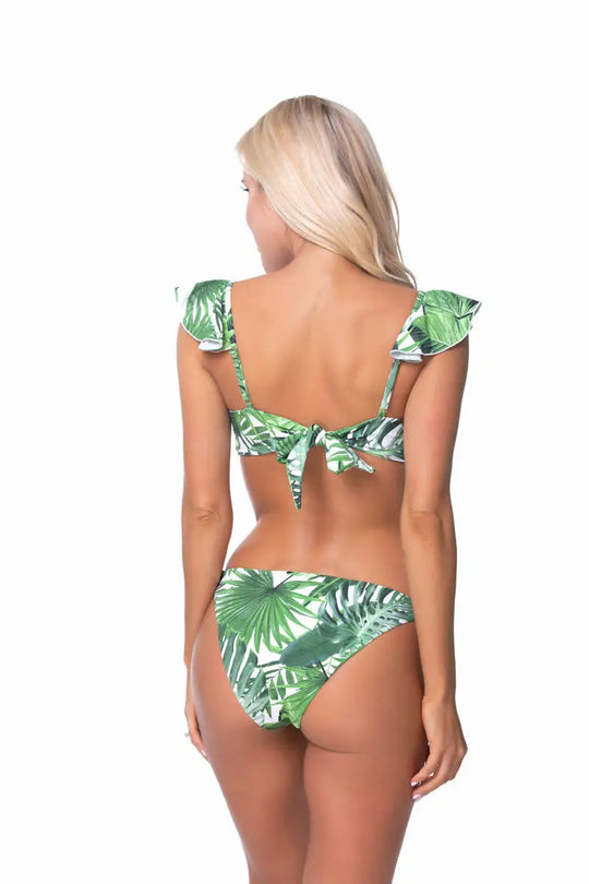 TROPICAL LEAF RUFFLE TRIM BIKINI - Bikini