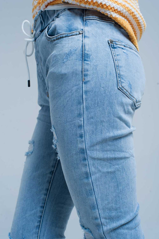 Light Wash Jogger with Drawstring Waistband