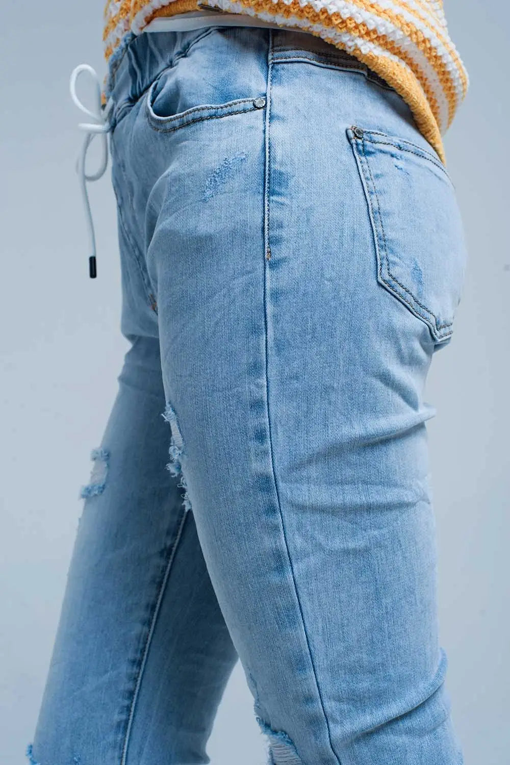 Light Wash Jogger with Drawstring Waistband