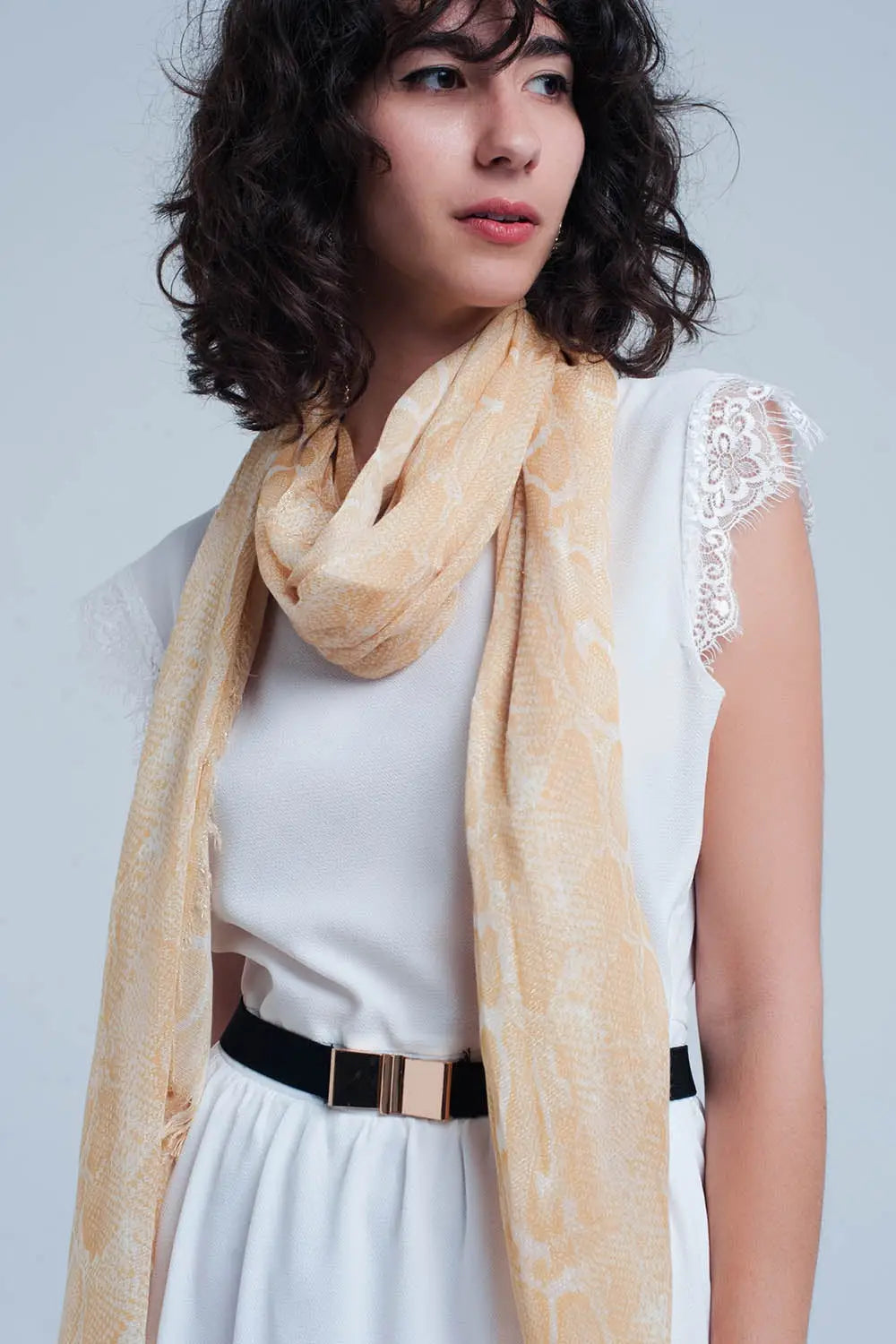 Yellow scarf with leopard print - YELLOW / ONE - Scarves