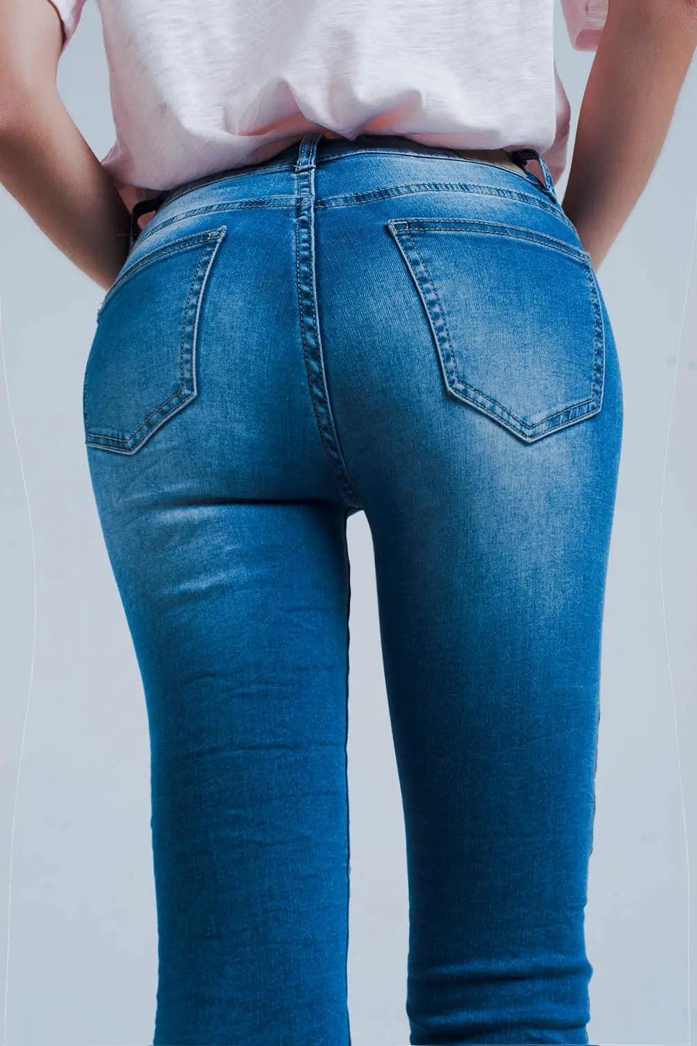 Skinny jeans with side seam stripes