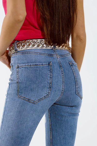 5 Pocket Jeans skinny With Flower Detail - Jeans