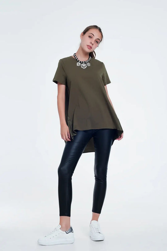 T-shirt dress in khaki - T-Shirts Tops