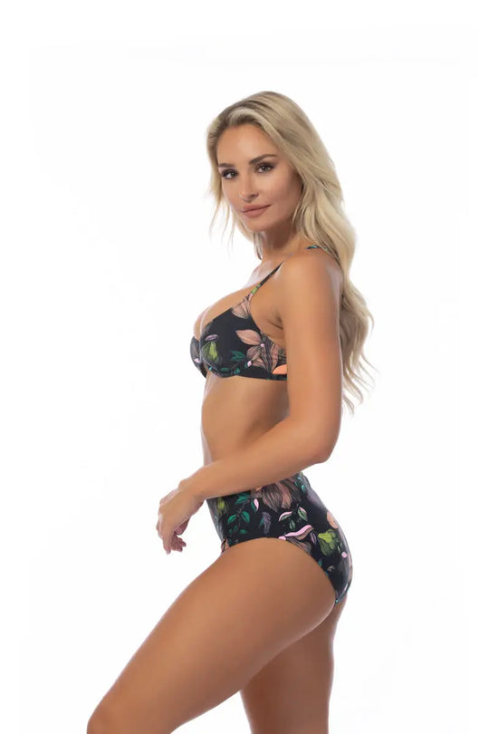 BLACK FLORAL UNDERWIRE BIKINI SET - Bikini