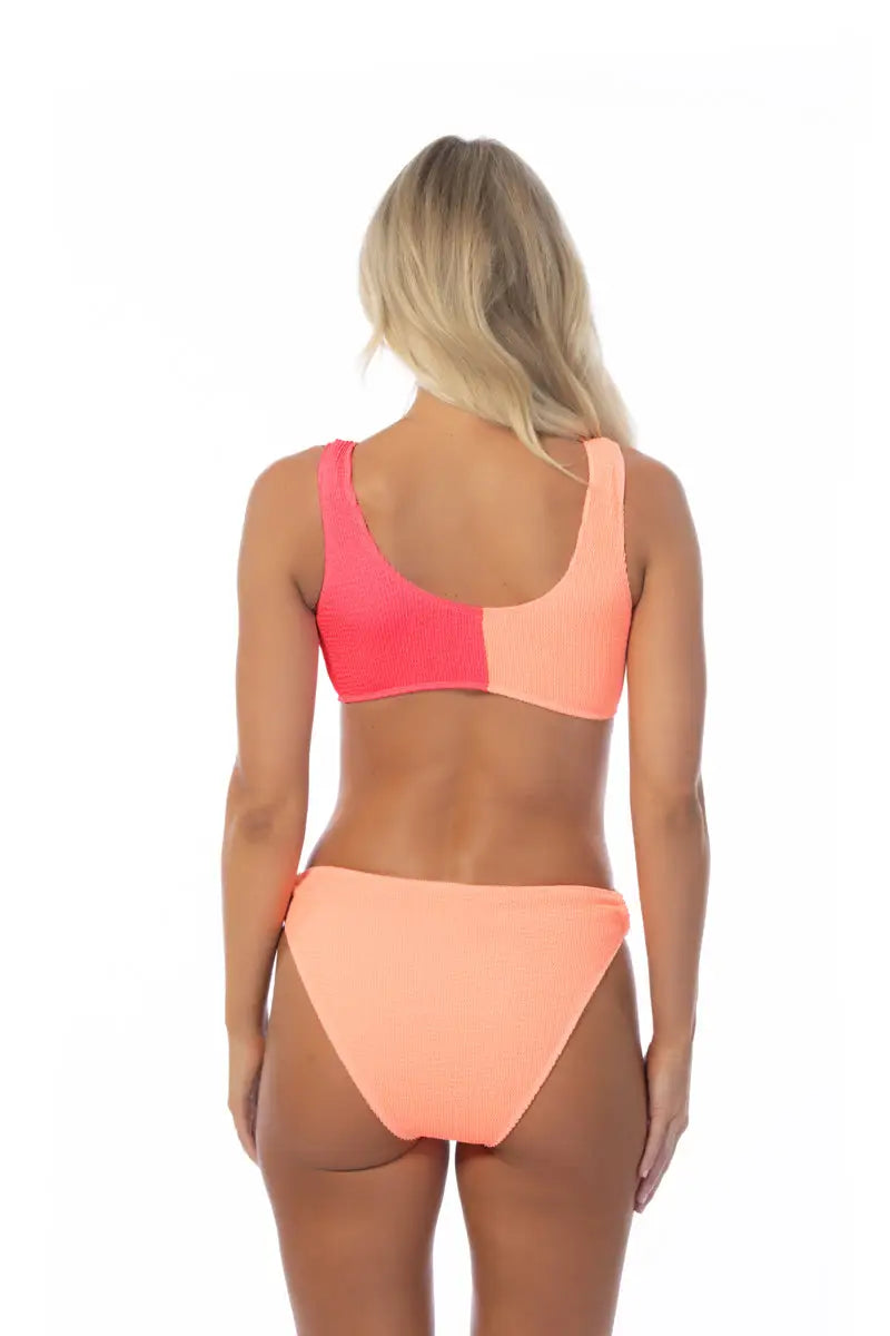 TEXTURED TWO TONE RING ACCENT BIKINI SET - Bikini
