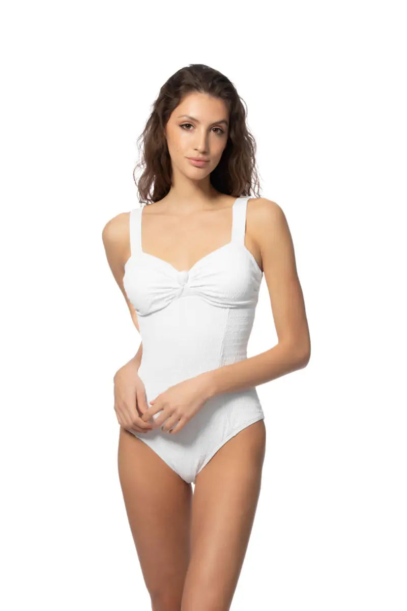 TEXTURED SOLID ONE PIECE SWIMSUIT - S - One Piece