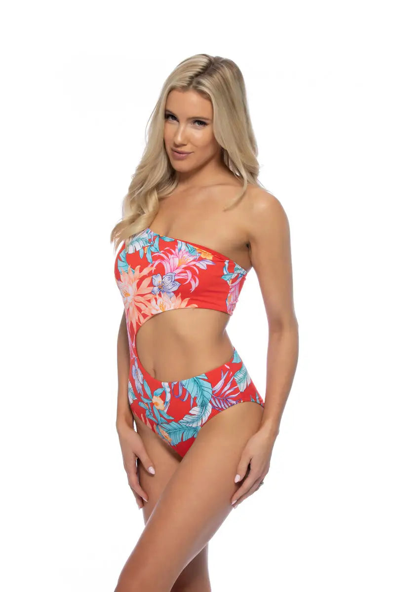TROPICAL RING ACCENT ONE SHOULDER ONE PIECE - One Piece