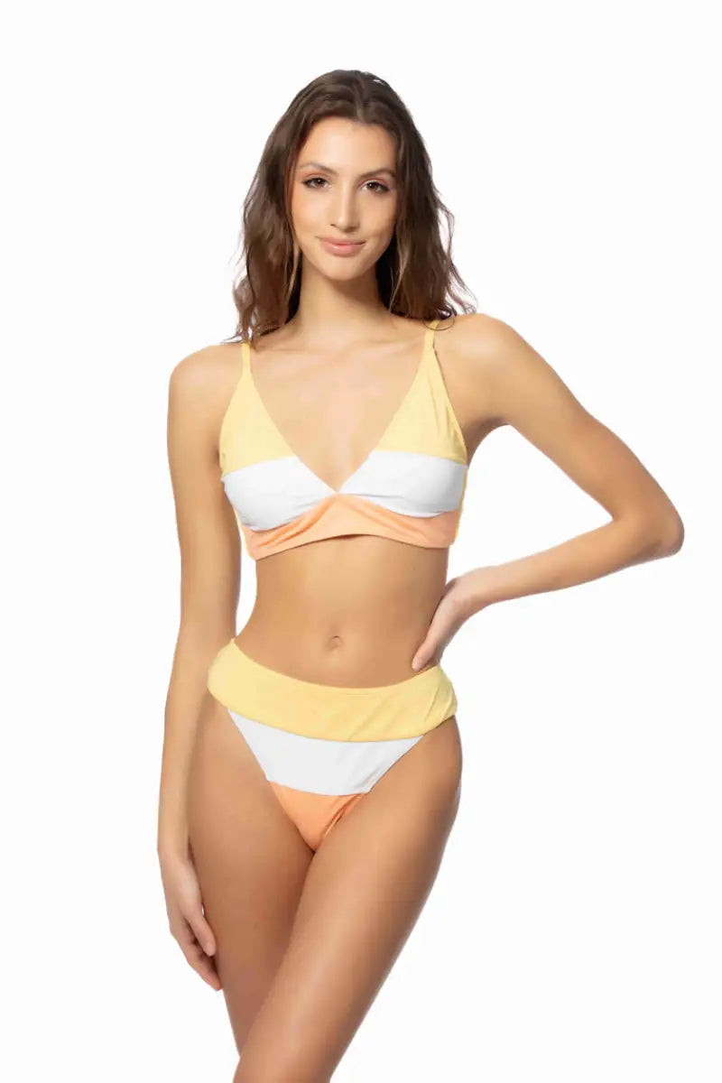 COLOR BLOCKING HALTER BIKINI SET - S - Bikini
