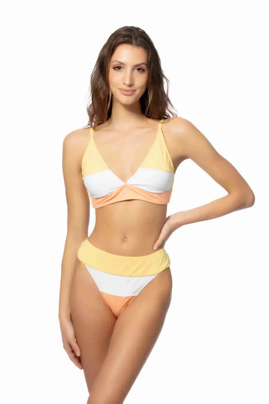 COLOR BLOCKING HALTER BIKINI SET - S - Bikini