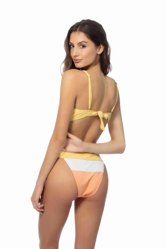 COLOR BLOCKING HALTER BIKINI SET - L - Bikini