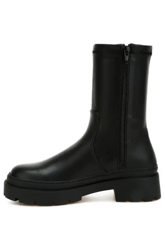 Chunky Faux Leather Calf Boots *More Colors - Shoes